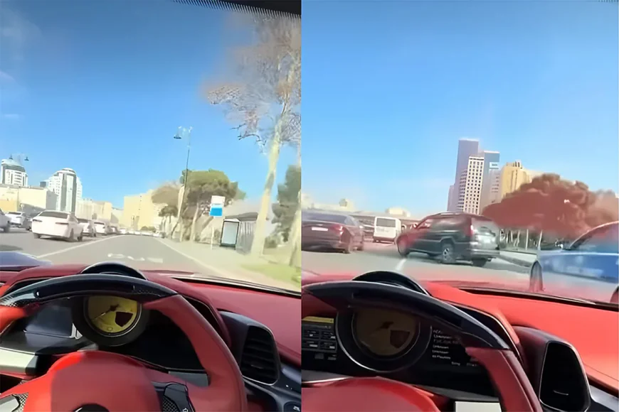 Bakıda qaydaları pozan "Ferrari" sürücüsü SAXLANILIB - VİDEO