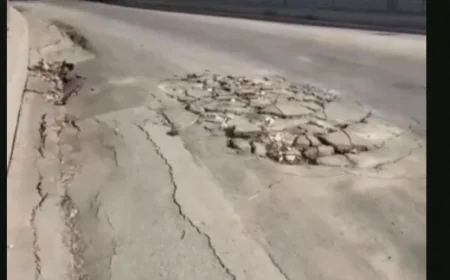 Sabunçu keçidində yol çökdü -