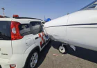 Avtomobil şəxsi təyyarəyə çırpıldı -