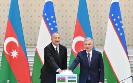 İlham Əliyev və Şavkat Mirziyoyev Özbəkistanda Azərbaycan layihələrinin açılış və təməlqoyma mərasimində iştirak ediblər-