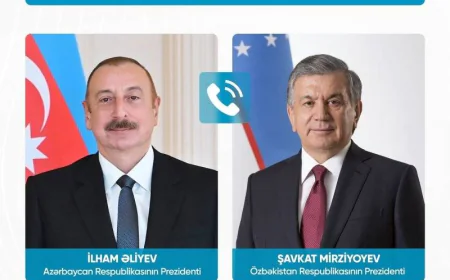 İlham Əliyev Özbəkistanın müstəqillik yubileyi münasibətilə Şavkat Mirziyoyevə təbrik göndərib