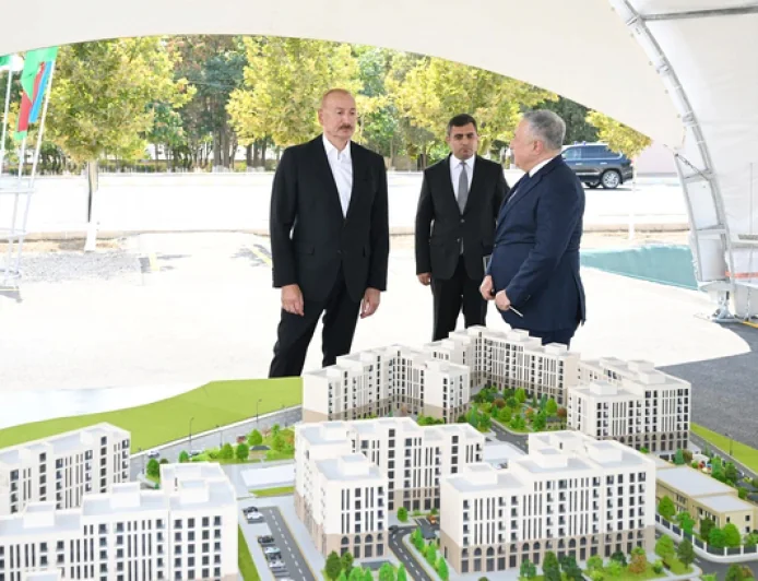 Naxçıvanda 518 mənzildən ibarət sosial evlər kompleksinin təməli qoyuldu-
