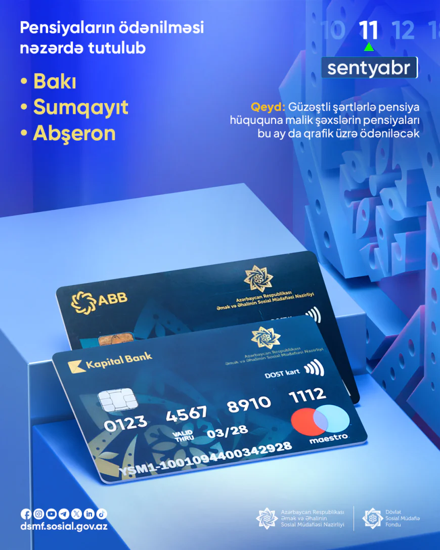 Pensiyalarla bağlı YENİ MƏLUMAT: Sabah Bakı, Abşeron və Sumqayıt üzrə ödəniş ediləcək