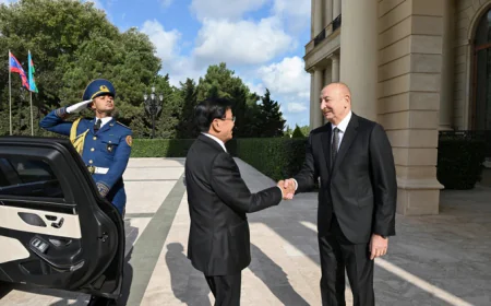 İlham Əliyev Laos Prezidentini Bakıda qarşıladı – Rəsmi mərasim keçirildi-