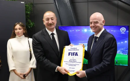 FIFA prezidentindən İlham Əliyevə xatirə hədiyyələri-