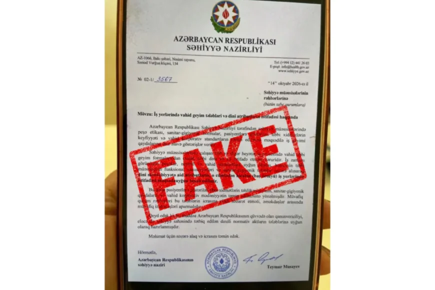 Hicabla bağlı yayılan sənəd saxtadır – Nazirlikdən və Media və Yayım Şurasından birgə açıqlama