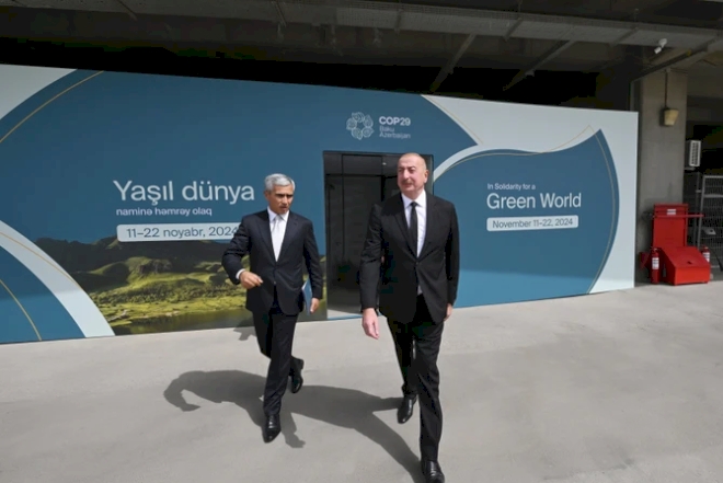 Prezident Bakı Olimpiya Stadionunun ərazisində COP29-a hazırlıqla bağlı görülən işlərlə tanış olub  